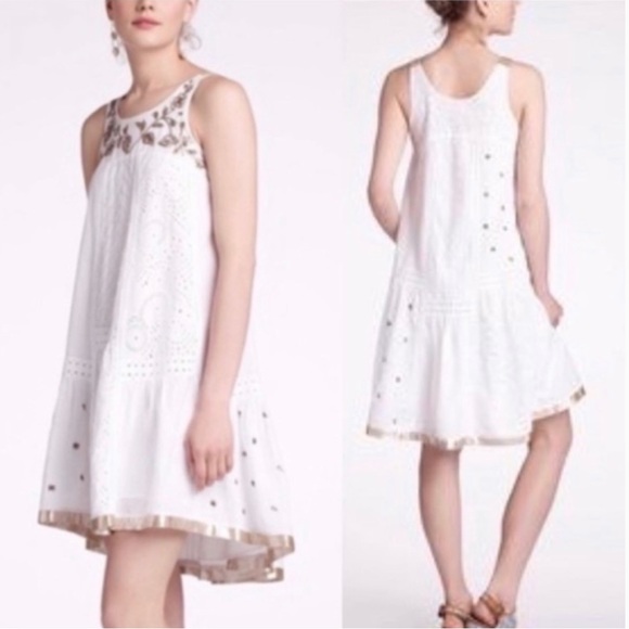 Anthropologie Leifnotes White Eyelet Beaded Dress - Picture 5 of 9